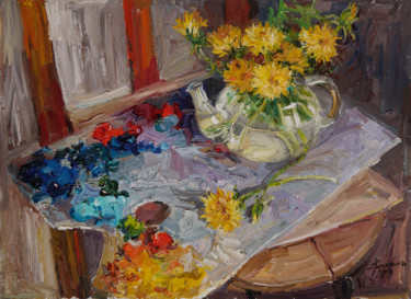 Malarstwo zatytułowany „Весенняя палитра” autorstwa Елена Гагарина, Oryginalna praca, Olej