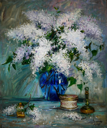 「В синей вазе」というタイトルの絵画 Елена Гагаринаによって, オリジナルのアートワーク, オイル