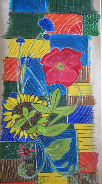 Painting titled "Sunflower and red f…" by Yelena Mazour-Matusevich, Original Artwork, Acrylic