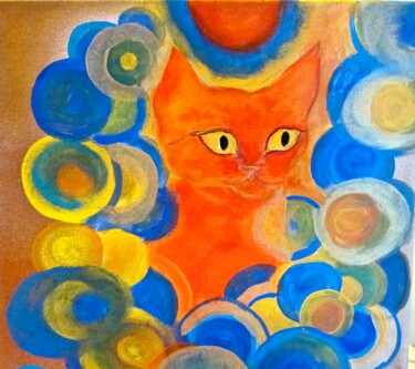 Painting titled "Baby Kitten" by Yelena Mazour-Matusevich, Original Artwork, Acrylic Mounted on Wood Stretcher frame