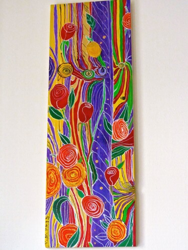 Peinture intitulée "Wooden Roses" par Yelena Mazour-Matusevich, Œuvre d'art originale, Acrylique