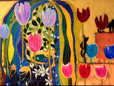 Malerei mit dem Titel "Spring comes to town" von Yelena Mazour-Matusevich, Original-Kunstwerk, Acryl