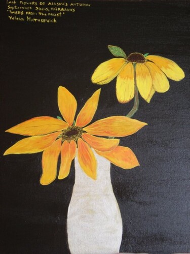 Painting titled "Last Flowers of Aut…" by Yelena Mazour-Matusevich, Original Artwork, Oil