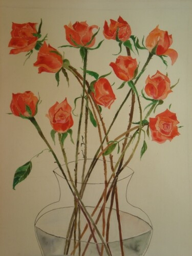Painting titled "Roses" by Yelena Mazour-Matusevich, Original Artwork, Oil