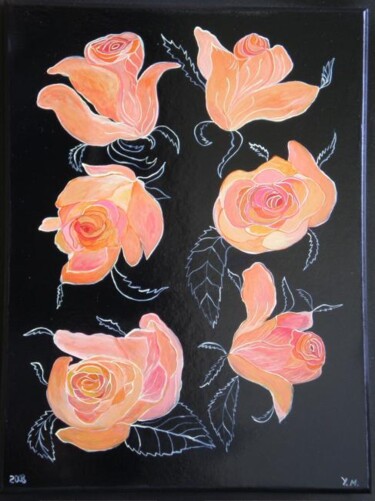 Peinture intitulée "Elegant TEA ROSES" par Yelena Mazour-Matusevich, Œuvre d'art originale