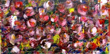 Painting titled "With flowers the wo…" by Elena Minkova, Original Artwork, Acrylic