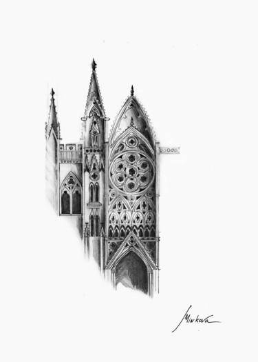 Drawing titled "Gothic" by Elena Minkova, Original Artwork, Pencil