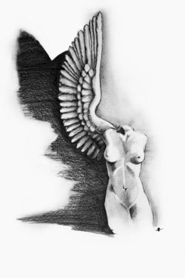 Drawing titled "Angel" by Elena Minkova, Original Artwork, Pencil