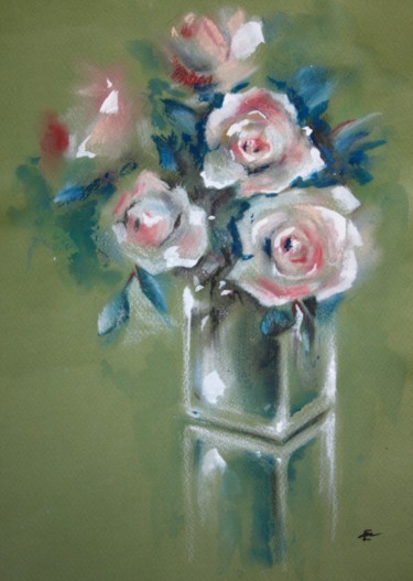Pittura intitolato "Roses" da Elena Minkova, Opera d'arte originale, Pastello