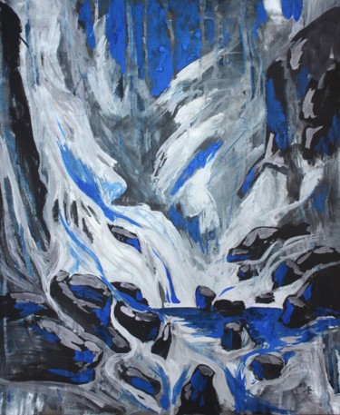 Peinture intitulée "WaterFall" par Elena Minkova, Œuvre d'art originale, Gouache