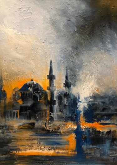 Painting titled "Morning in Istanbul" by Elena Minkova, Original Artwork, Oil