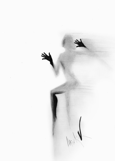 Dibujo titulada "Silhouette" por Elena Minkova, Obra de arte original, Lápiz