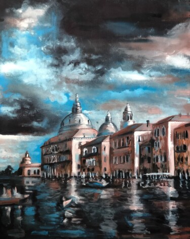 Pittura intitolato "Venice" da Elena Minkova, Opera d'arte originale, Olio Montato su Cartone