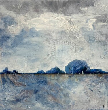 "Blue landscape" başlıklı Tablo Elena Minkova tarafından, Orijinal sanat, Akrilik Ahşap Sedye çerçevesi üzerine monte edilmiş