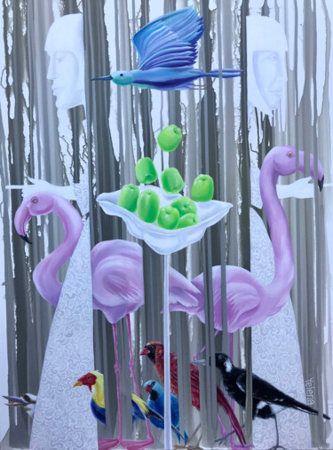 Картина под названием "Grey illusions" - Yelena Revis, Подлинное произведение искусства, Акрил Установлен на Деревянная рама…