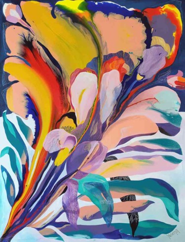 Картина под названием "Garden of Eden II" - Yelena Revis, Подлинное произведение искусства, Масло Установлен на Деревянная р…