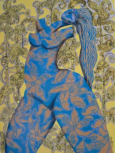 Peinture intitulée "Golden Venus III" par Yelena Revis, Œuvre d'art originale, Acrylique