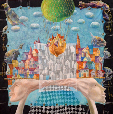 Картина под названием "My Whimsical World" - Yelena Revis, Подлинное произведение искусства, Масло Установлен на Деревянная…