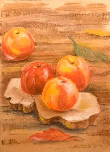 Schilderij getiteld "Apples" door Yelena Rybalkina, Origineel Kunstwerk, Pastel