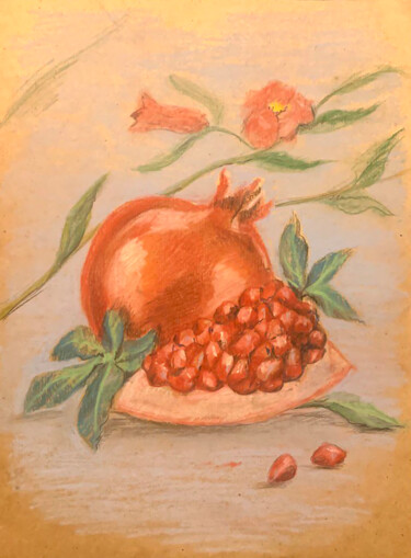Painting titled "Pomegranate" by Yelena Rybalkina, Original Artwork, Pastel