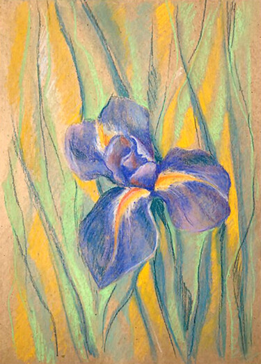 Dessin intitulée "iris" par Yelena Rybalkina, Œuvre d'art originale, Pastel