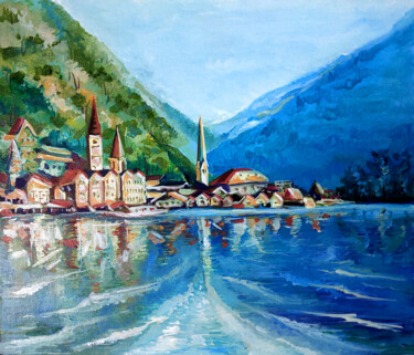 Pittura intitolato "Hallstatt Austria i…" da Yelena Rybalkina, Opera d'arte originale, Olio