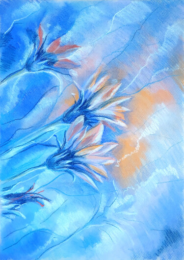 Картина под названием "Delicate flowers" - Yelena Rybalkina, Подлинное произведение искусства, Пастель