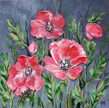 Картина под названием "Poppies" - Yelena Rybalkina, Подлинное произведение искусства, Акрил Установлен на Деревянная панель