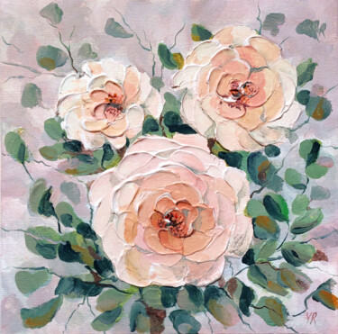 Malerei mit dem Titel "Roses" von Yelena Rybalkina, Original-Kunstwerk, Acryl Auf Keilrahmen aus Holz montiert
