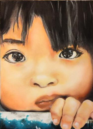 Peinture intitulée "Un enfant" par Patricia Rospert, Œuvre d'art originale, Huile