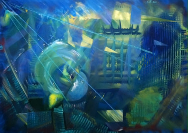 Painting titled "broken City" by Yensen, Original Artwork, Acrylic