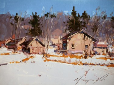 Painting titled "VILLAGE SCENE LANDS…" by Yeremy Vy, Original Artwork, Oil