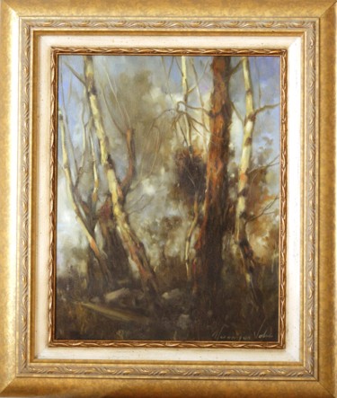 Schilderij getiteld "Landscape Birches,…" door Yeremy Vy, Origineel Kunstwerk, Olie