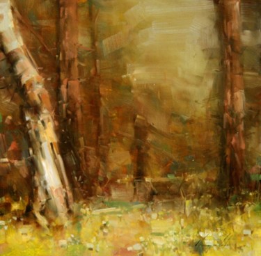 Peinture intitulée "LANDSCAPE FOREST OR…" par Yeremy Vy, Œuvre d'art originale, Huile