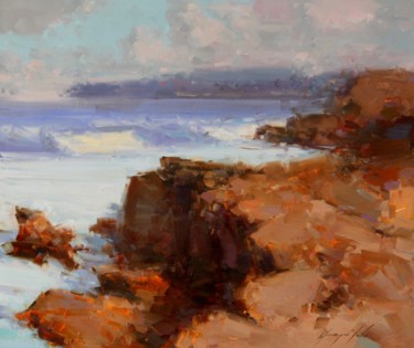 Painting titled "Ocean Side West Coa…" by Yeremy Vy, Original Artwork, Oil