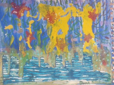Картина под названием "Dancing in the sea…" - Yeshaya Dank, Подлинное произведение искусства, Акварель