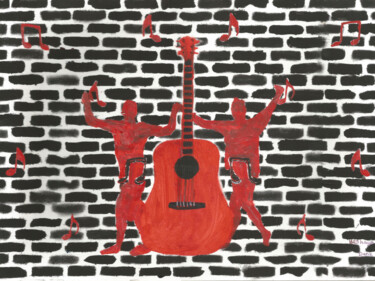 Картина под названием "Power; music of the…" - Yeshaya Dank, Подлинное произведение искусства, Акварель