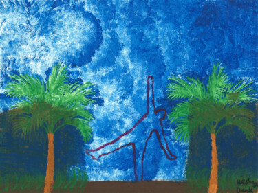 Peinture intitulée "dancing in a tropic…" par Yeshaya Dank, Œuvre d'art originale, Aquarelle