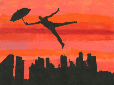 Schilderij getiteld "Flying & Dancing ac…" door Yeshaya Dank, Origineel Kunstwerk, Aquarel