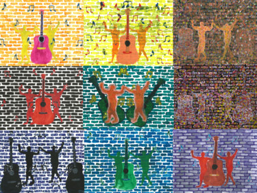 Картина под названием "Musical dancing The…" - Yeshaya Dank, Подлинное произведение искусства, Акварель