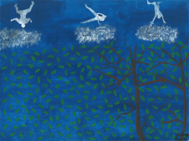 Malarstwo zatytułowany „windy day adventure…” autorstwa Yeshaya Dank, Oryginalna praca, Akwarela