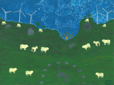 Malerei mit dem Titel "rolling countryside" von Yeshaya Dank, Original-Kunstwerk, Aquarell
