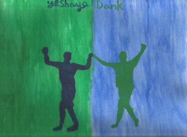 Картина под названием "they communicate" - Yeshaya Dank, Подлинное произведение искусства, Акварель