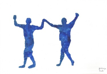 Painting titled "They Dance in Ultra…" by Yeshaya Dank, Original Artwork, Watercolor