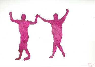 Pintura intitulada "They Dance in Rose" por Yeshaya Dank, Obras de arte originais, Aquarela
