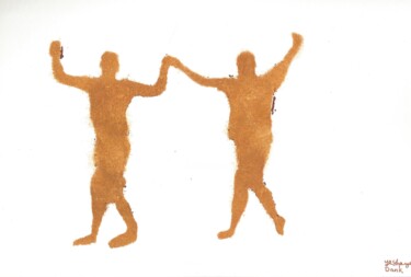 Malerei mit dem Titel "They Dance in Yello…" von Yeshaya Dank, Original-Kunstwerk, Aquarell