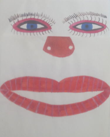 Painting titled "Face option No.1" by Yeshaya Dank, Original Artwork, Watercolor