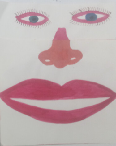 Картина под названием "Face option No.2" - Yeshaya Dank, Подлинное произведение искусства, Акварель