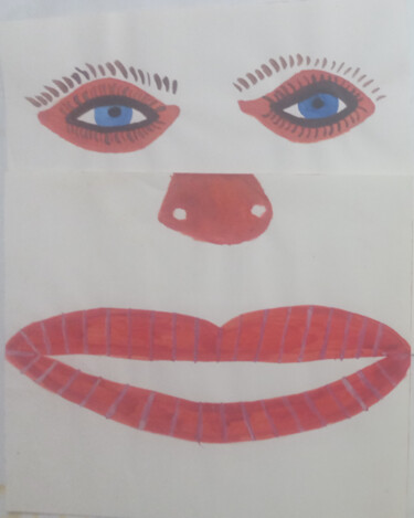 Malerei mit dem Titel "Face option No.5" von Yeshaya Dank, Original-Kunstwerk, Aquarell