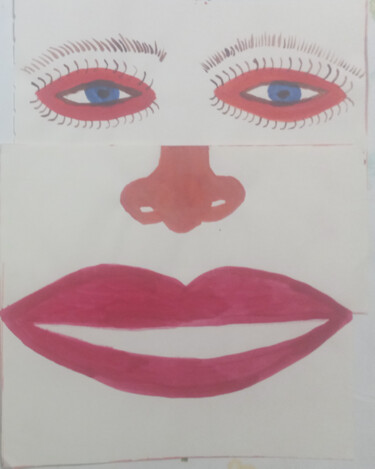 Peinture intitulée "Face option No.6" par Yeshaya Dank, Œuvre d'art originale, Aquarelle